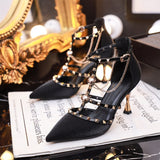 Graduation Shoes 2022 New crystal buckle rhinestone high-heeled sandals with pointed toe sandals for ladies wedding shoes yellow green orange