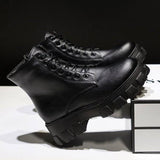 Women Ankle Boots Platform Round Toe 5cm Heel Lace Up and Zip Fashion Shoes for Woman Botas Mujer Plus Size 35-43