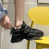 Murioki 2022 Women Chunky Sneakers Vulcanize Shoes Korean Fashion New Female Black White Platform Thick Sole Casual Woman Shoe
