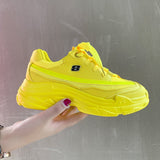 Soft Casual Thick Sneaker Platform Summer Breathable Mesh Women's Shoes Flat Casual Yellow Sports Shoes Female Orange 2020