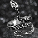 Christmas Gift Rings for Men Women Punk Goth Snake Dragon Silver Color Ring Exaggerated Adjustable Chic Party Gift Jewelry Mujer Bijoux