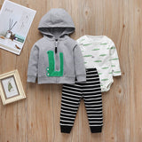 Newborn Baby Boy Girl Clothes Sets 2020 Spring Fall Animals Hooded Coat+Romper+Pants 3PCS SETS Infant Toddler Baby Outfits