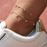Christmas Gift Fashion Pink Butterfly Anklets Set For 2021 Women Cute Gold Letter Angel Multi Layer  Chain Ankle Bracelet Summer Beach Jewelry