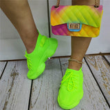 MURIOKI Big Size 35-43 New Ladies Cosy Fluorescent Green Shoes Women Breathable Casual Sneakers Women Spring Summer Sneakers