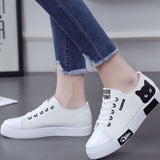 Murioki Women Flat Cartoon Canvas Shoes 2023 New Summer White Lace Up Student Board Shoes Ladies Casual Shoes Female Sneakers