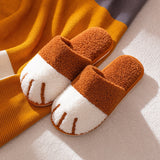 Soft Indoor Female Cotton Slippers Winter Lovers Cat Paw Warm Slides Cute Cartoon Comfortable Fashion Women Furry Pink Shoes
