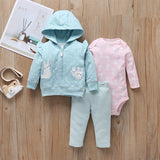 Murioki 3 Pcs/Set Infant Baby Clothes 2020 Fall Winter Cotton Baby Coat+Pants+Bodysuit Long sleeves Newborn Bebe Girls Clothing Outfits