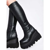 MURIOKI Luxury Brand New Female Goth  Cosplay Boots Fashion Zip Wedges High Heels Boots Women 2022 Party Comfy Platform Shoes Woman
