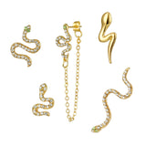 Christmas Gift  Vintage Snake Crystal Tassel Chain Earrings Set 2021 Fashion Trend Punk Geometry Crystal Stud Earrings Women Jewelry Gift