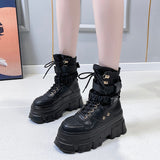 Punk Style Women Ankle Boots Thick Sole Short Booties Buckle Straps Platform Shoes Woman Ladies Knight Boot Autumn Botas Mujer