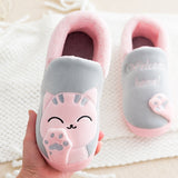 Murioki Children Indoor Slippers Winter Warm Shoes Kids Mum Dad Home Floor Slippers Cartoon Style Anti-Slip Boys Girls Cotton Shoes FM01