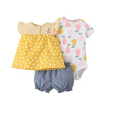 Infant Baby Girl Clothing Set 2022 Summer Soft Cotton Newborn Tops+Bodysuits +Shorts 3Pcs baby suits Ropa de bebe