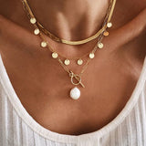 Christmas Gift Fashion Butterfly Crystal Pearl Pendant Necklace Statement Clavicle Pearl Chain Layered Necklace Trend Butterfly Collar Jewelry