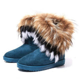 MURIOKI Women Fur Boots Ladies Winter Warm Ankle Boots For Women Snow Shoes Style Round-toe Slip On Female Flock Snow Boot Ladies Shoes