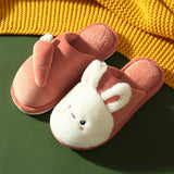 Winter House Fur Slippers Warm Cotton Shoes Cute Lovely Cartoon Rabbit Indoor Bedroom Women Men Ladies Lovers Furry Slides