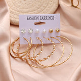 Christmas Gift  Vintage Geometric Gold Metal Earrings Set For Women Punk Pearl Dangle Drop Earrings 2021 Trend Set of Earrings Jewelry