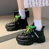 Murioki New Black Dad Chunky Sneakers Casual Vulcanized Shoes Woman High Platform Sneakers Lace Up White Sneakers Women 2023