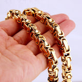 Christmas Gift 5/6/8mm Any Length Gold Tone Byzantine Stainless Steel Necklace Boys Mens Chain Necklace Fashion jewelry