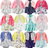 Infant Baby Girls Clothing 2022 Spring Baby Girl Dress Long sleeves Coat+Short SLeeve Bodysuit Dress 2PCS Baby Girl Clothes sets