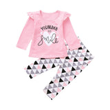 2022 FALL Newborn Baby Girls Clothes Set You make me smile T-Shirt +Striped Pants 3PCS Newborn Baby Clothing Outfits 0-24 Months