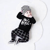Baby Boys Clothing Set LIKE A BOSS Tops T-Shirt+Stripe Pants Autumn 2 Pieces Sets Fashion Baby girls clothes outfit 0-24 Months