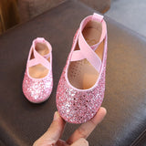 Murioki Girls Ballet Flats Baby Dance Party Girls Shoes Glitter Children Shoes Gold Bling Princess Shoes 3-12 Years Kids Shoes MCH026