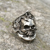 Christmas Gift  Pirate Anchor Compass Biker Rings Men's Gothic Skull Stainless Steel Ring Punk Rock Jewelry