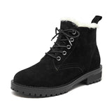 BeauToday Wool Snow Boots Women Genuine Leather Round Toe Lace-Up Platform Winter Ladies Ankle Length Shoes Handmade 03281