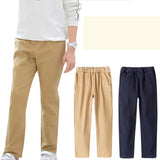 Murioki 3-16 Years Big Boys Pants Casual Solid Cotton Straight Pants For Boys Elastic Waist School Clothes Children Boys Teens Trousers