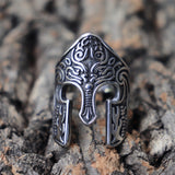 Christmas Gift Man Viking Warrior Helmet Ring Scandinavian Pagan Norse Rune Stainless Steel Rings Totem Amulet Jewelry