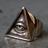 Christmas Gift Mens Stainless Steel Biker Ring Skull Silver Color Freemason Illuminati Triangle Masonic Rings Punk Masonic Jewelry