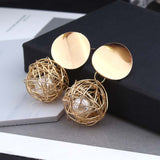 Christmas Gift Clear Transparent Ball Earrings Gold Color Sequin Dangle Hanging Earrings for Women Fashion Dried Flower Jewelry Wedding Earings