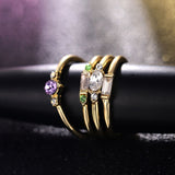 Christmas Gift  4 Pcs/set Crystal Zircon Gold Ring Set 2020 Vintage Bohemian Women Engagement Party Ring Set Jewelry