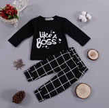 Baby Boys Clothing Set LIKE A BOSS Tops T-Shirt+Stripe Pants Autumn 2 Pieces Sets Fashion Baby girls clothes outfit 0-24 Months