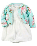 Infant Baby Girls Clothing 2022 Spring Baby Girl Dress Long sleeves Coat+Short SLeeve Bodysuit Dress 2PCS Baby Girl Clothes sets