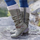 Murioki 2022 Fashion Autumn Winter Warm High Boots Rivet Knight Casual Shoes Side Zipper Knight Boots Outdoor Non-Slip Tall Tube Boots