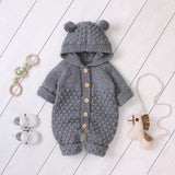 Murioki Christmas Gift Baby Rompers Knitted Bunny Bear Jumpsuits for Newborn Boys Girls Jumpsuits Long Sleeve Autumn Winter Toddler Kids Overalls 0-18M