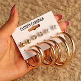 Christmas Gift KISS WIFE Vintage Geometric Gold Metal Earrings Set For Women Punk Pearl Dangle Drop Earrings 2021 Trend Set of Earrings Jewelry