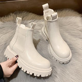 Murioki Automne hiver Chelsea bottes femmes 2021 plate-forme marron   bottines pour femmes fourrure court épais Punk gothique chaussures