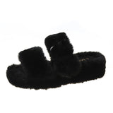 Women's fur Winter slippers 2021 Plush fluffy Home Slippers Women Cozy Soft Warm Furry Indoor House Shoes Platform Flip Flops