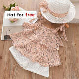 Bear Leader Girls Clothing Sets 2021 Summer Kids Clothes Floral Chiffon Halter+Embroidered Shorts Straw Children Clothing