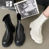 RIZABINA New Ankle Boots Woman Real Leather Winter Shoes Woman Thick Bottom Fashion Warm Short Boots Woman Footwear Size 34-42