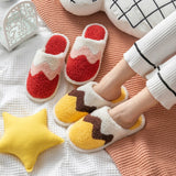 Winter Home Cotton Warm Slippers Women Men Fur Shoes Cute Non-slip Soft Sole Indoor Bedroom House Female Couples Furry Slides