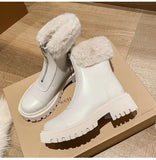 Murioki Autumn Winter Boots Women 2021 New Sexy Fashion Zipper Black White Ankle Boots For Women Luxury Designer Ladies Fur Shoes