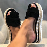 Women Sandals Slip On Summer Shoes For Women Heels Sandals Bow Platform Shoes Sandalias Mujer Casual Wedges Shoes Women Slippers