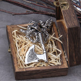 Christmas Gift Stainless Steel Viking Axe key bottle opener viking necklace with wooden box as gift