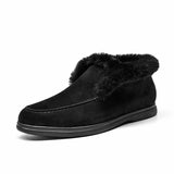 BeauToday Ankle Boots Women Cow Suede Leather Snow Boots Round Toe Warm Wool Slip-on Ladies Winter Fur Shoes Handmade  08203