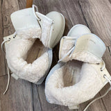 BeauToday Ankle Boots Platform Women Cow Leather Side Zipper Lace-up Round Toe Winter Ladies Warm Shoes Plus Size 04218