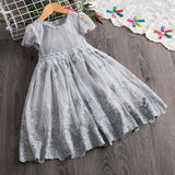 Girls Dress Casual Flower Embroidery Princess Birhtday Party Baby Girl Clothes Summer Dress Kids Clothes Children Lace Frocks