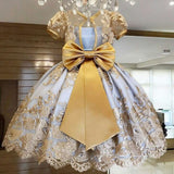 Elegant Formal Ball Gown Girls Clothes First Communicon Flower Dress Child Birthday Party Lace Vestidos Kids Dresses for Girls